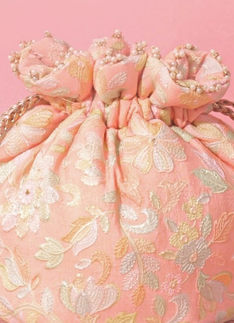 Peach Organza Tissue Potli Amyra - Fabilicious Fashion