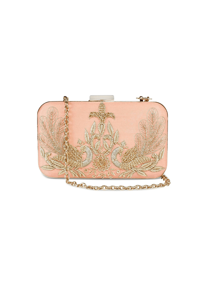 Peach Peacock Clutch The Purple Sack - Fabilicious Fashion