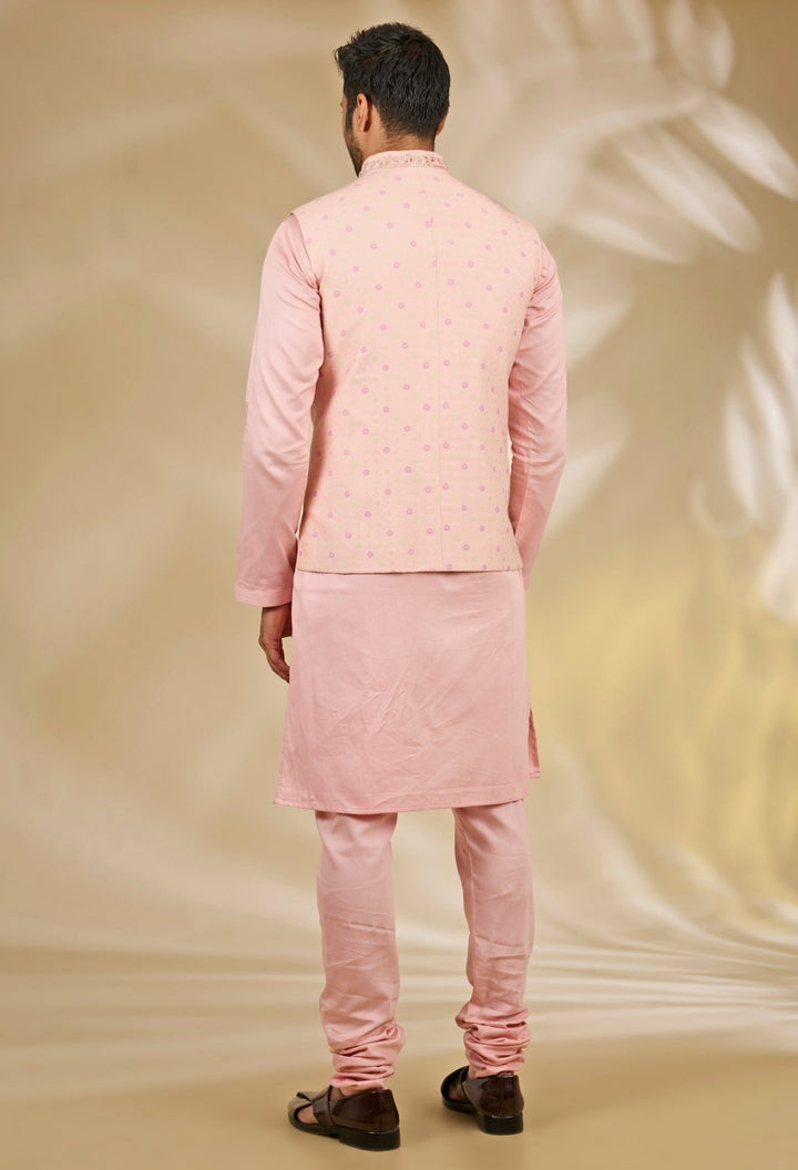 Peach Pink Silk Brocade Bundi Set Manish Nagdeo - Fabilicious Fashion
