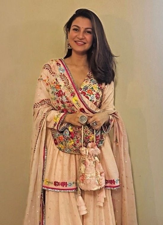 Peach Sequins Embroidered Soft Net Potli Amyra - Fabilicious Fashion