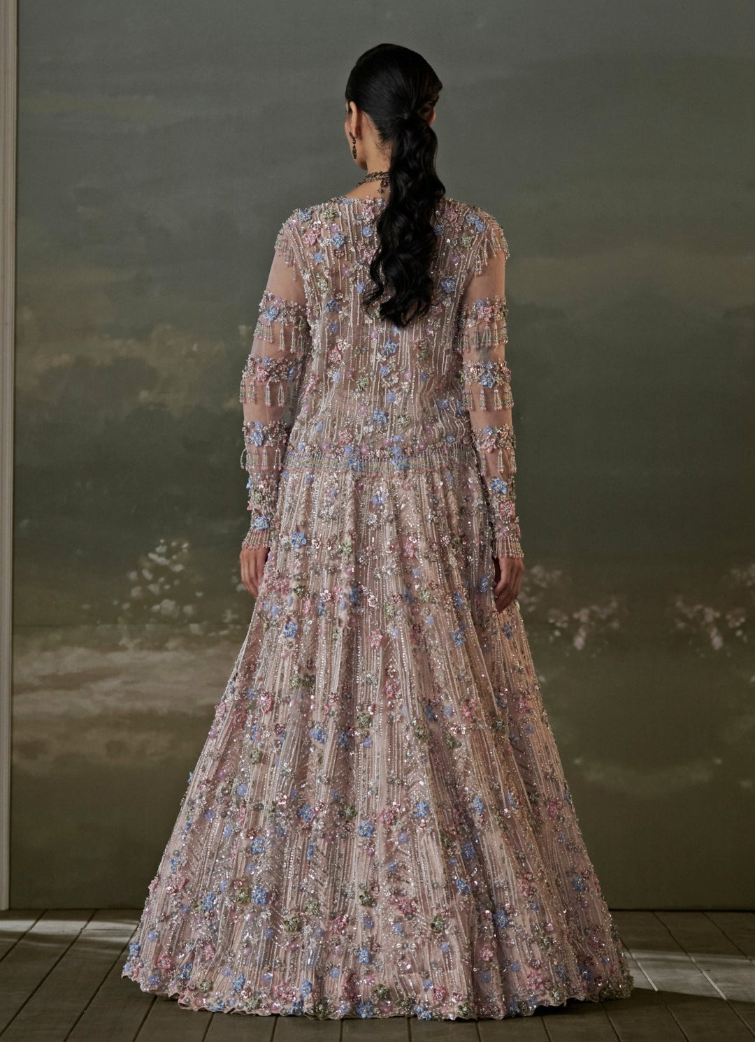 Peach Soft Net Lehenga Set With Jacket Nitika Gujral - Fabilicious Fashion