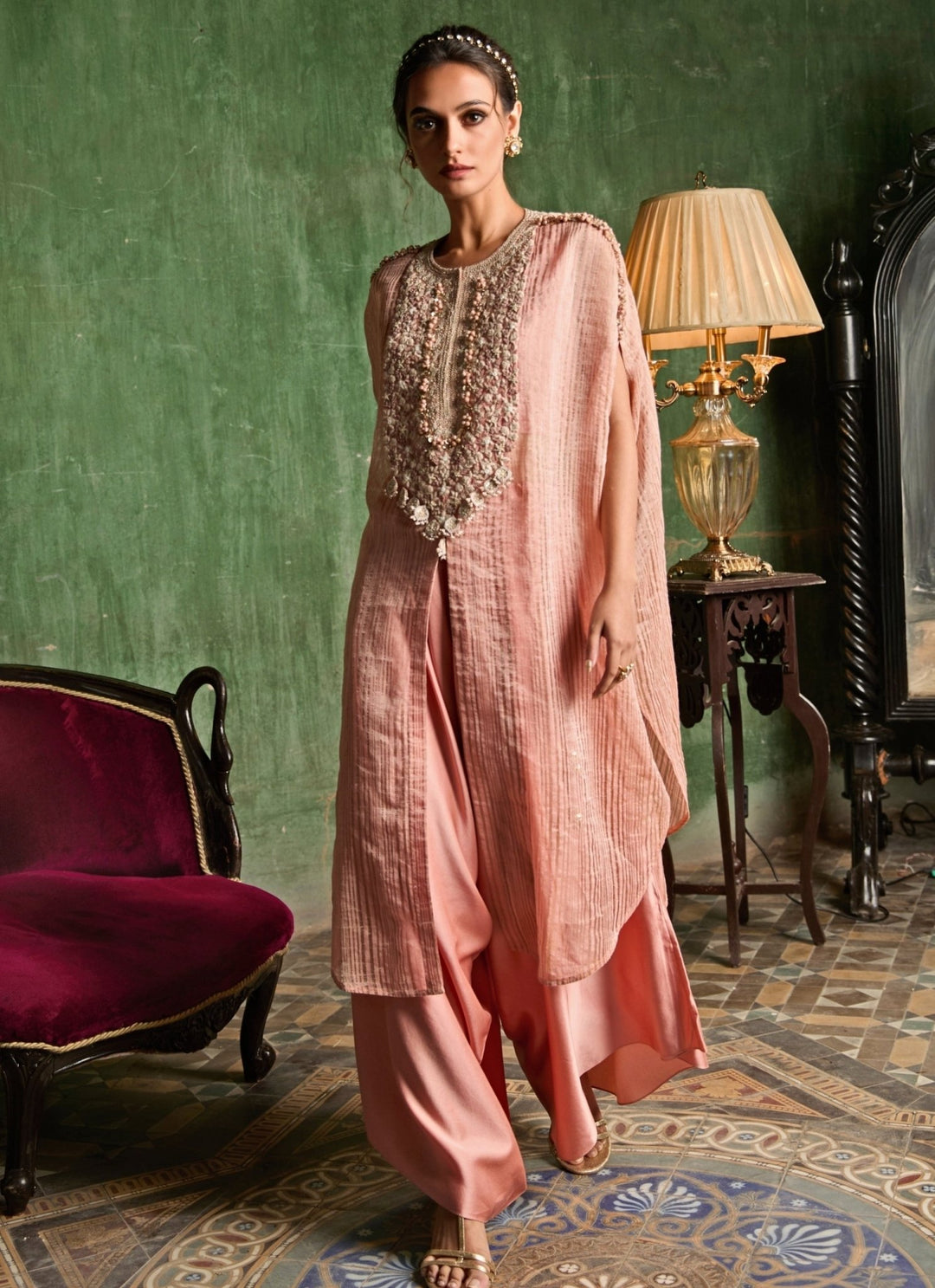 Prisho Peach Tissue Kaftan Pants SetFabilicious Fashion