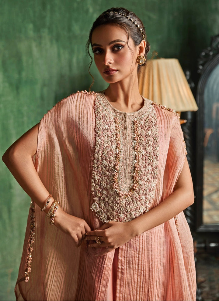 Prisho Peach Tissue Kaftan Pants SetFabilicious Fashion
