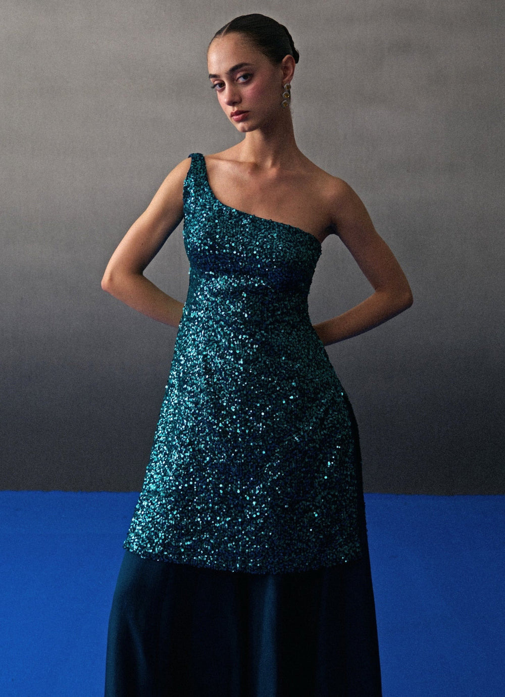 Peacock Blue Sequins Embroidered Kurta Sharara Angad Singh - Fabilicious Fashion