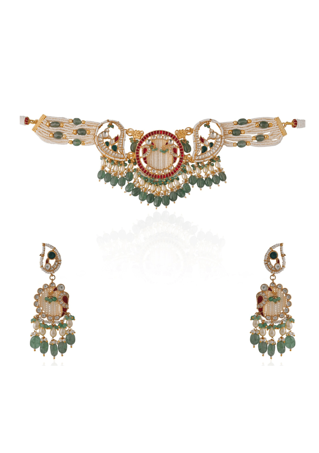 Peacock Motif Choker Set Riana Jewellery - Fabilicious Fashion