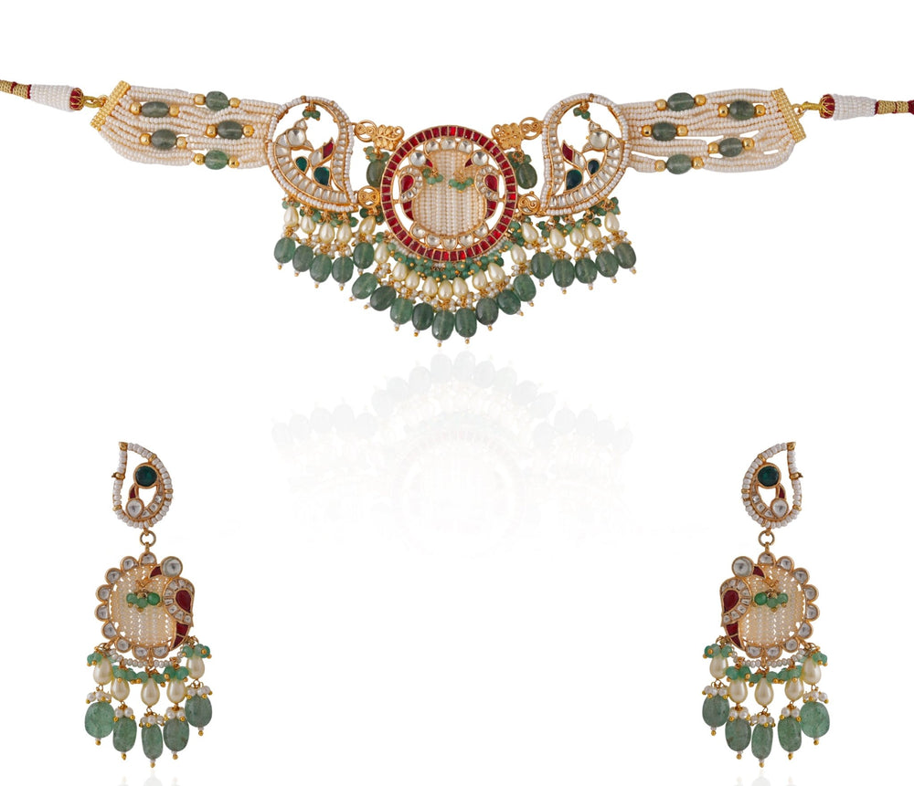 Peacock Motif Choker Set Riana by Shikha Jindal - Fabilicious Fashion