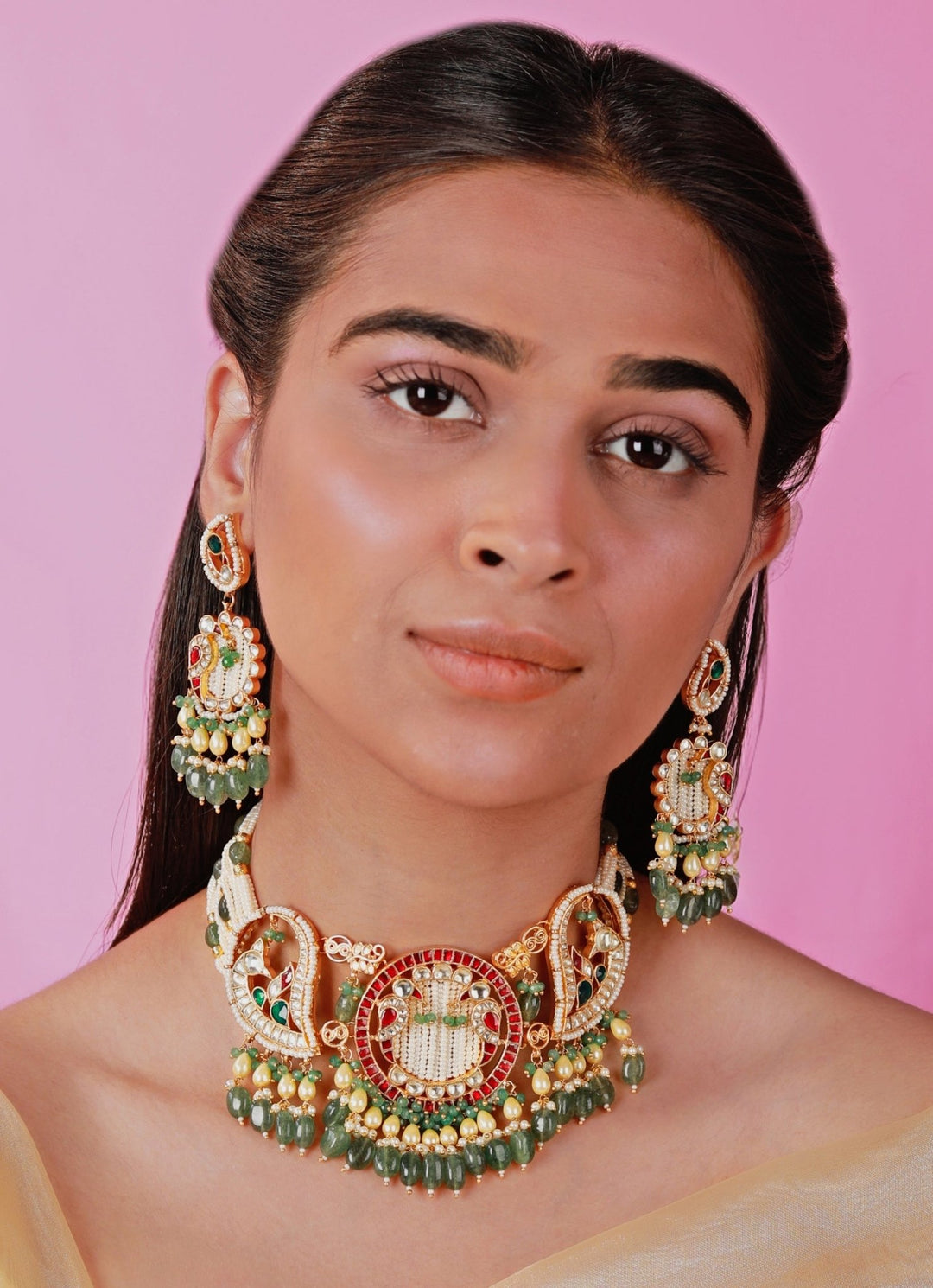 Peacock Motif Choker Set Riana by Shikha Jindal - Fabilicious Fashion
