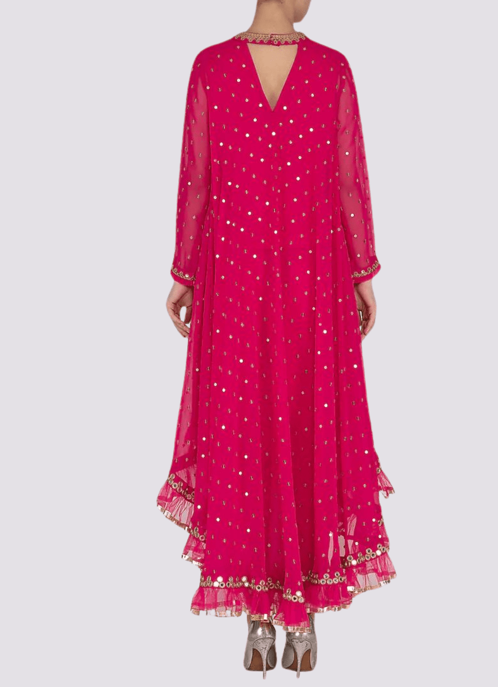 Peacock Pink High Low Kurta Set Vvani by Vani Vats - Fabilicious Fashion