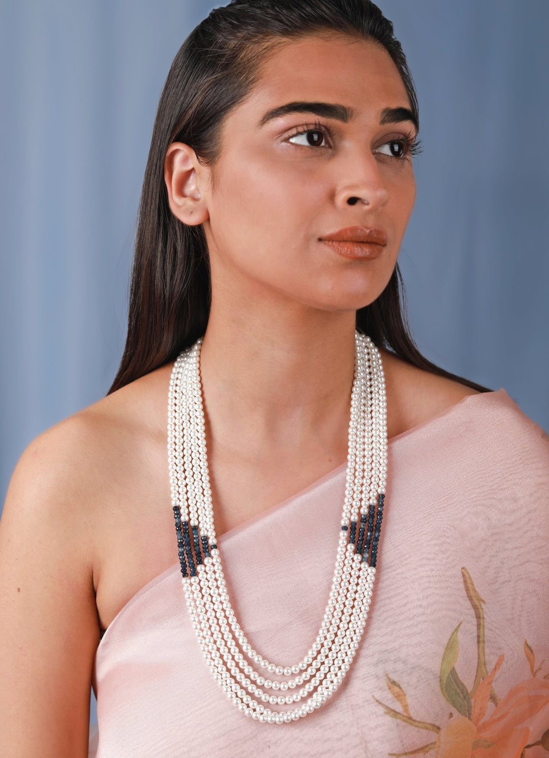 Pearl And Blue Sapphire Beads Maala Riana by Shikha Jindal - Fabilicious Fashion