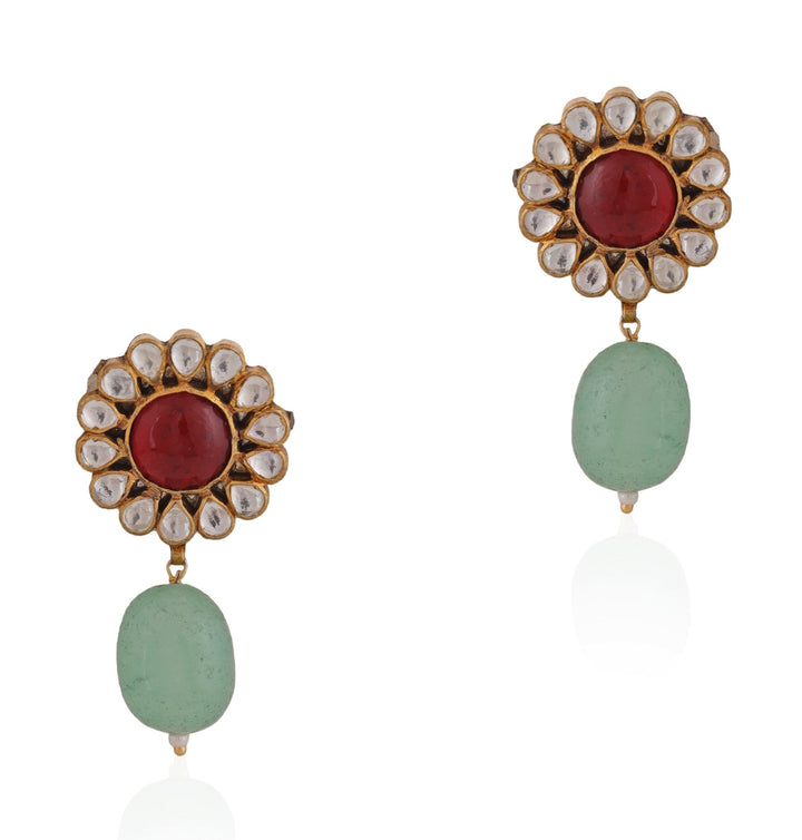 Pearl And Emerald Beaded Necklace Set Riana by Shikha Jindal - Fabilicious Fashion