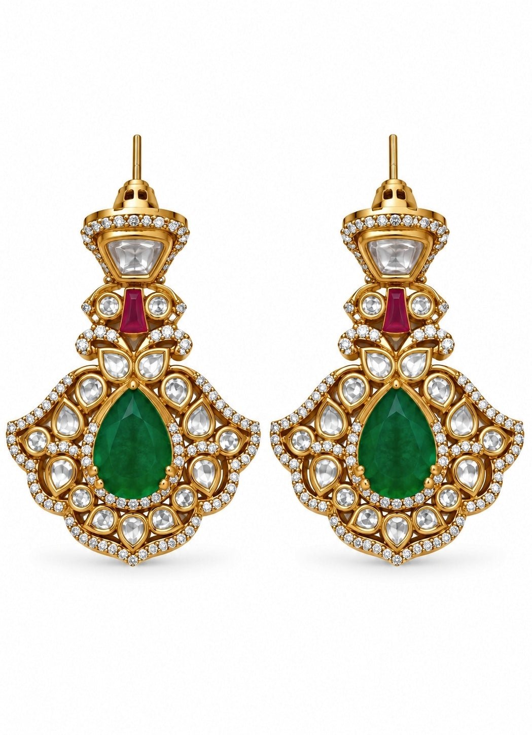 Vivinia By Vidhi Mehra Pearl And Emerald Moissanite Polki Choker SetFabilicious Fashion