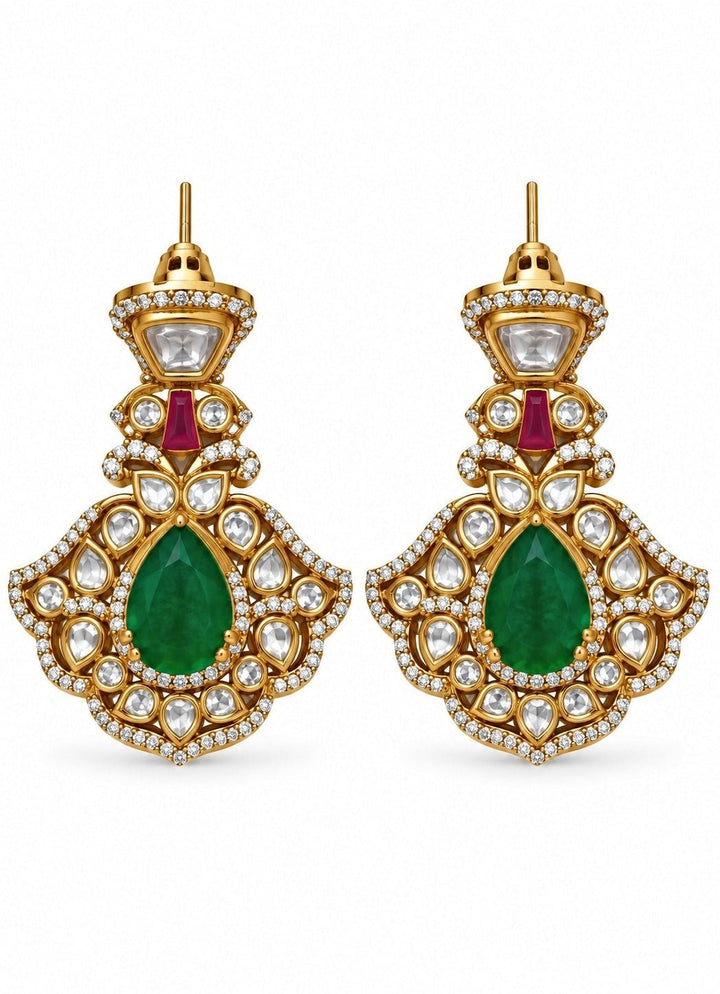 Vivinia By Vidhi Mehra Pearl And Emerald Moissanite Polki Choker SetFabilicious Fashion