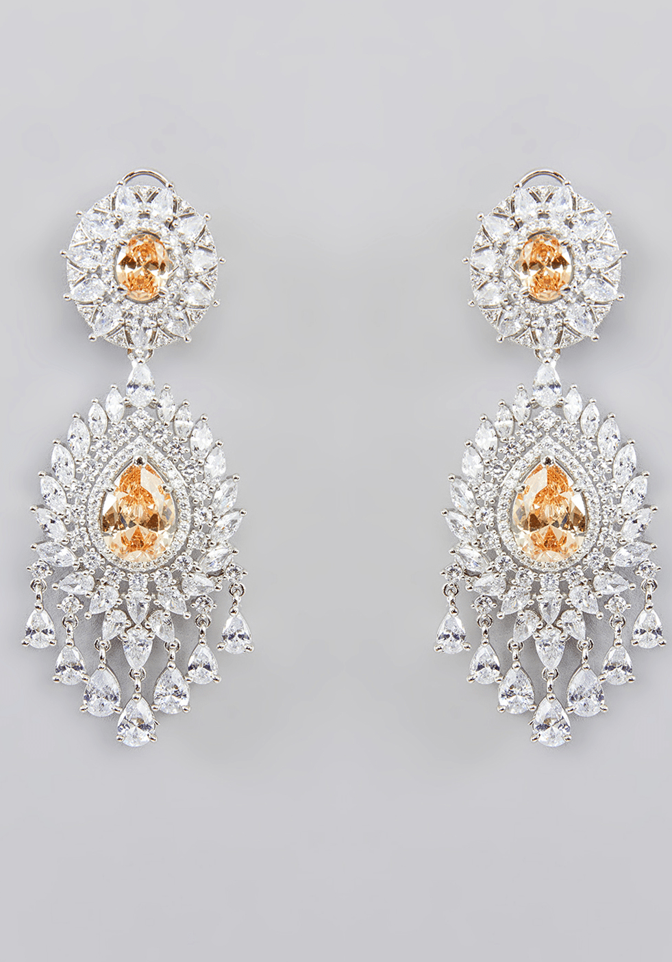 Pearl And Faux Diamond Set With Peach Stones Zevar by Geeta - Fabilicious Fashion