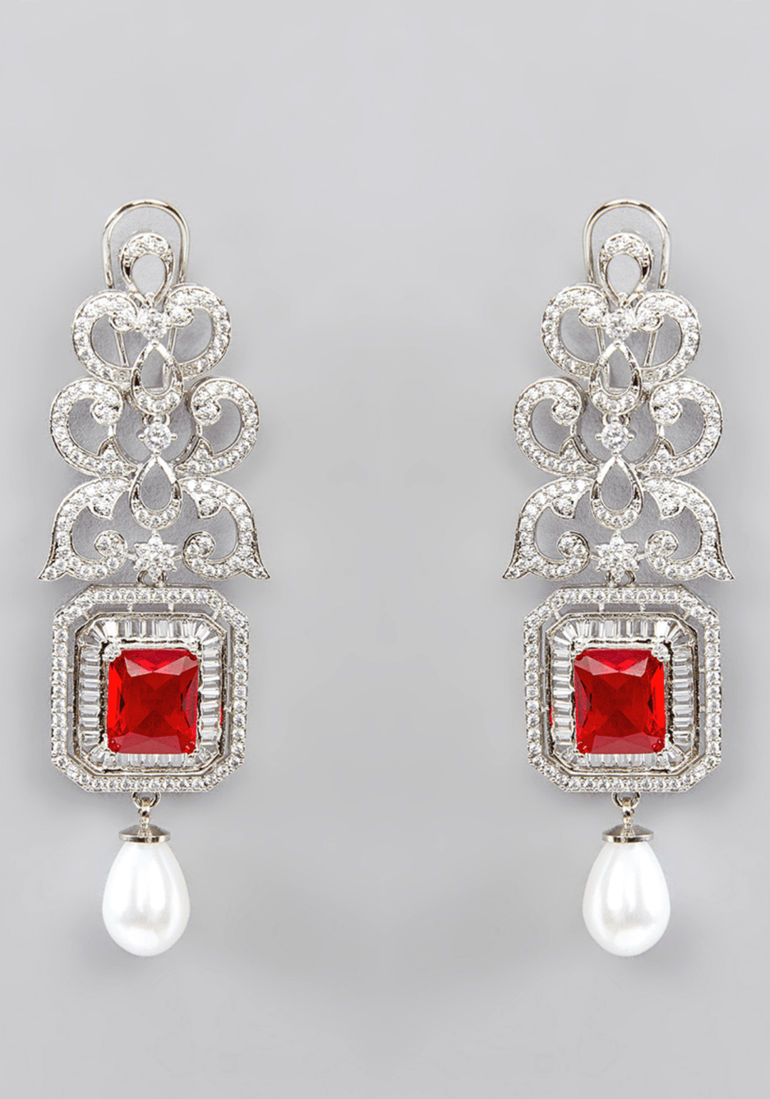 Pearl And Faux Diamond Set With Red Stones Zevar by Geeta - Fabilicious Fashion