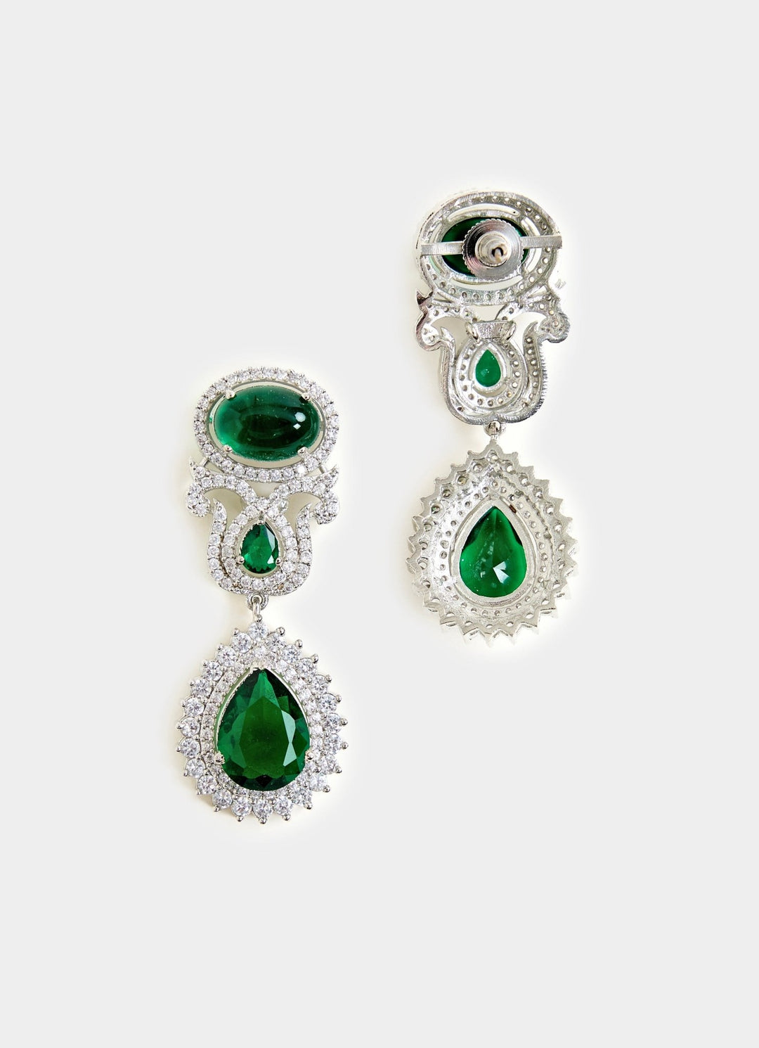 Pearl And Green Stone Statement Necklace Set Vivinia By Vidhi Mehra - Fabilicious Fashion