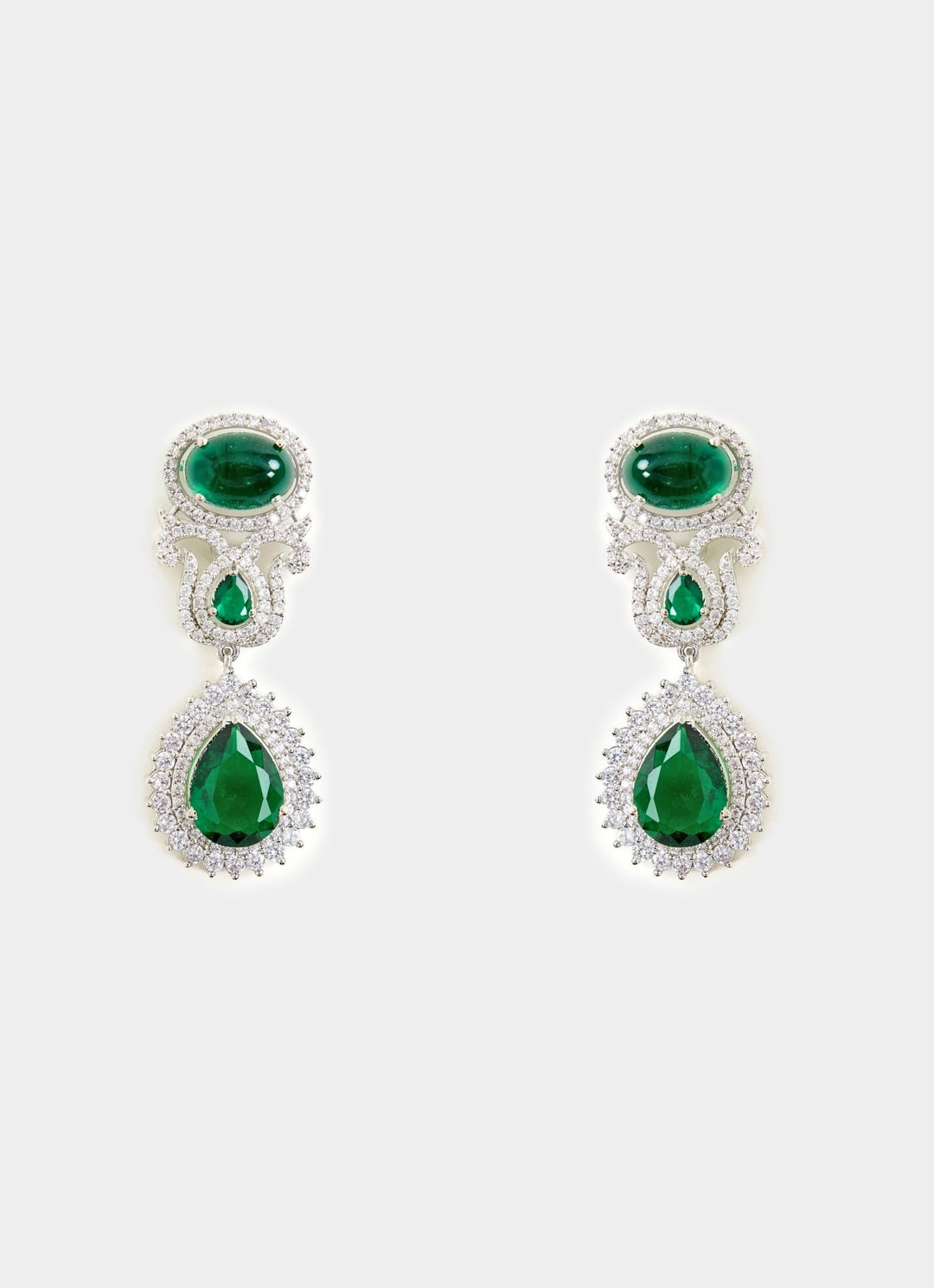 Pearl And Green Stone Statement Necklace Set Vivinia By Vidhi Mehra - Fabilicious Fashion