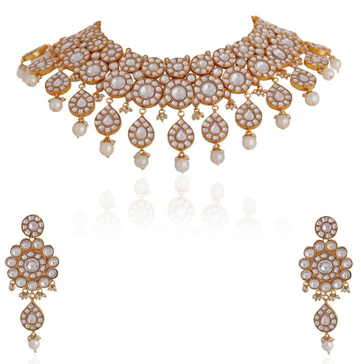 Pearl And Jadtar Bridal Necklace Set Riana by Shikha Jindal - Fabilicious Fashion