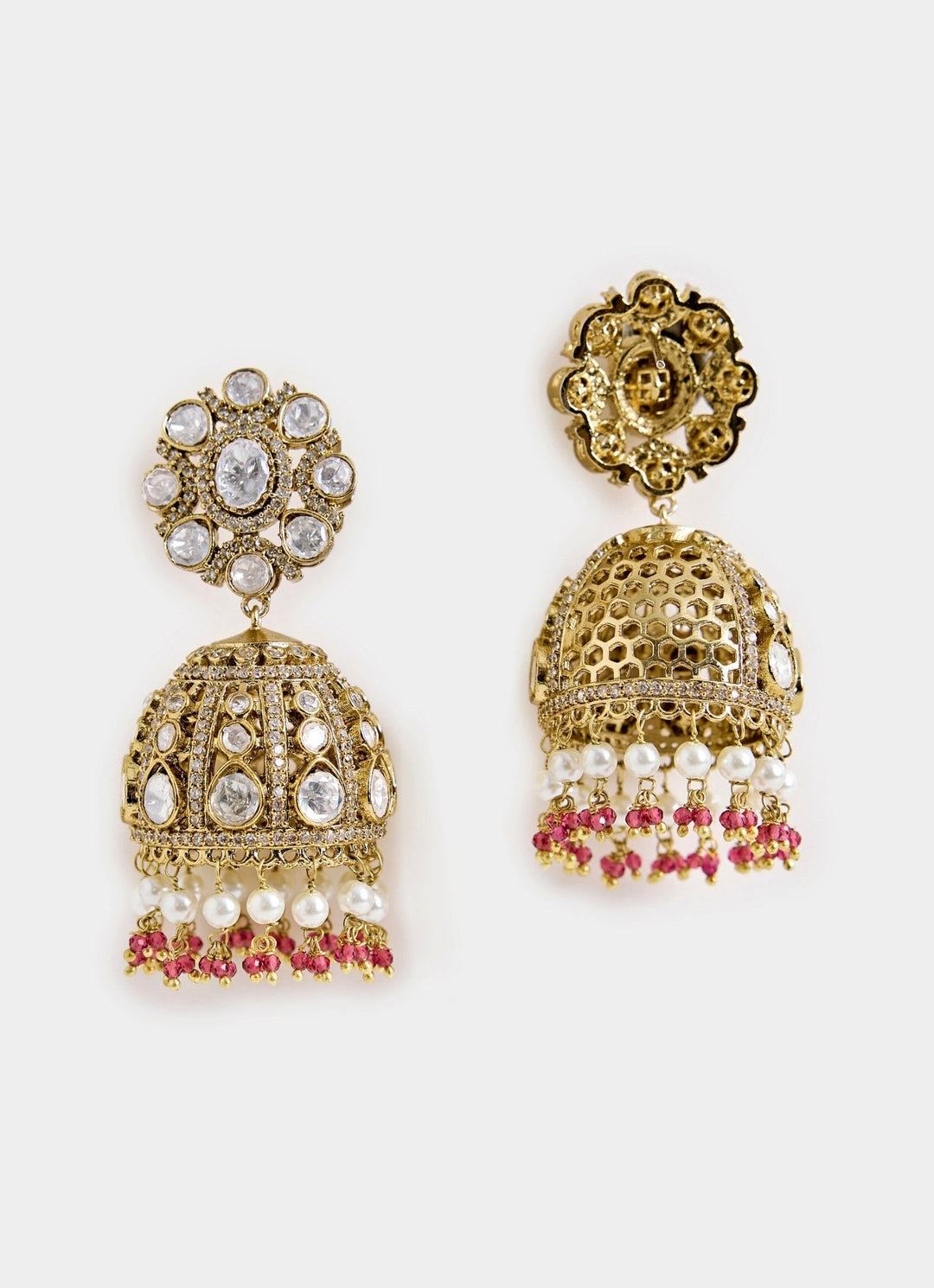 Pearl And Kundan Drop Jhumka Earrings Vivinia By Vidhi Mehra - Fabilicious Fashion