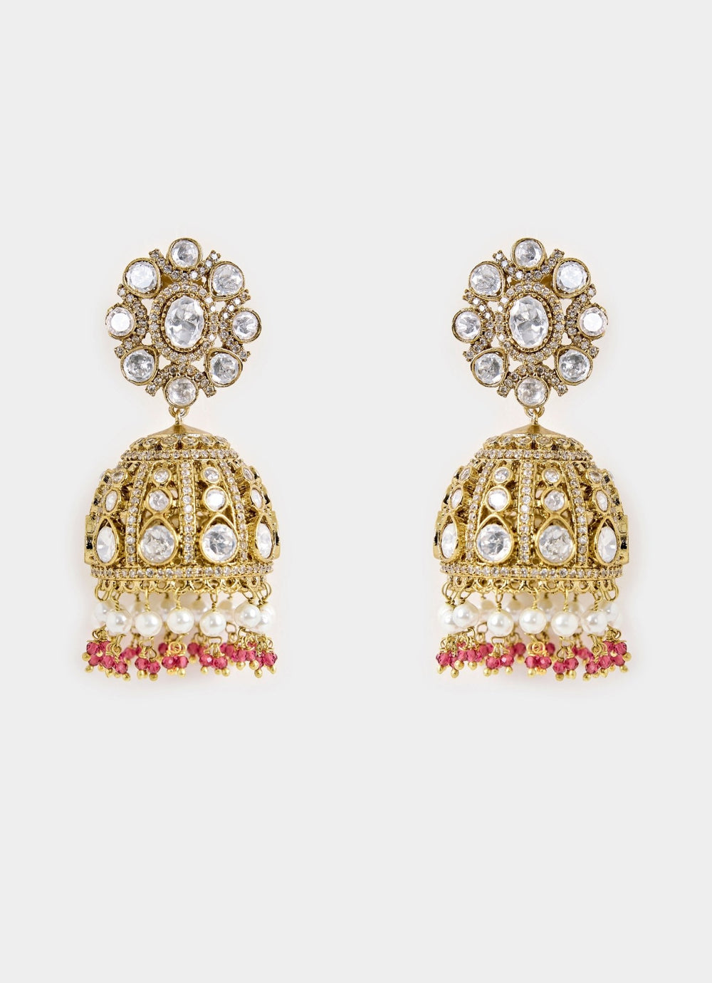 Pearl And Kundan Drop Jhumka Earrings Vivinia By Vidhi Mehra - Fabilicious Fashion