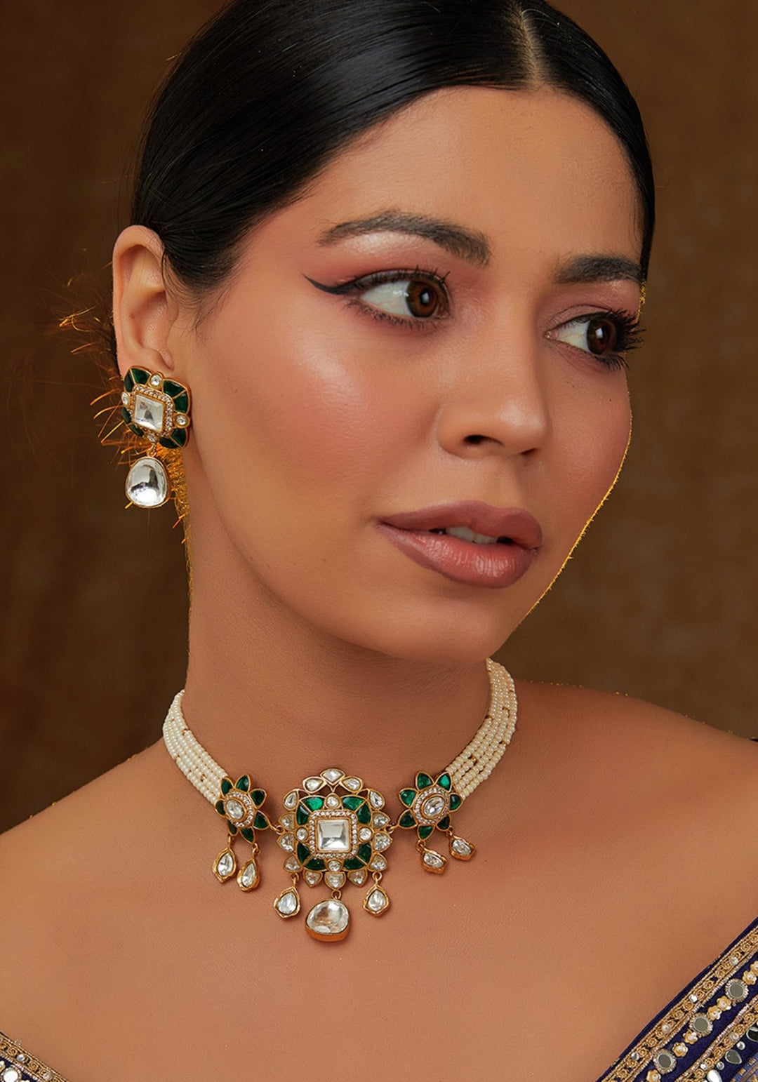 Pearl And Kundan Necklace Set Zevar by Geeta - Fabilicious Fashion