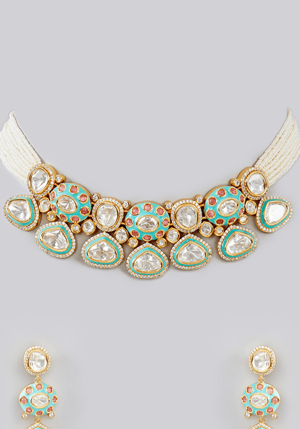 Pearl And Kundan Necklace Set Zevar by Geeta - Fabilicious Fashion