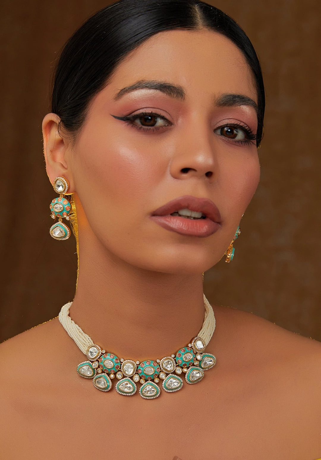 Pearl And Kundan Necklace Set Zevar by Geeta - Fabilicious Fashion