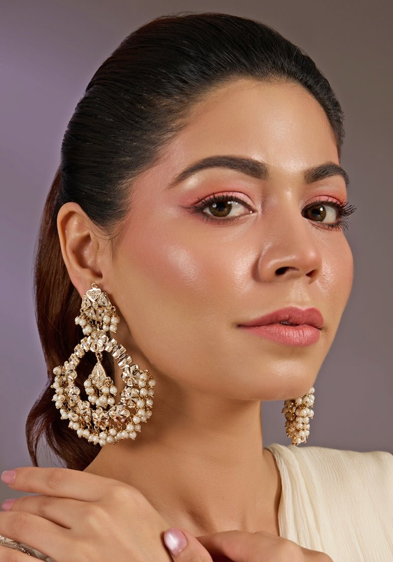 Pearl Cluster Statement Earrings Vivinia By Vidhi Mehra - Fabilicious Fashion
