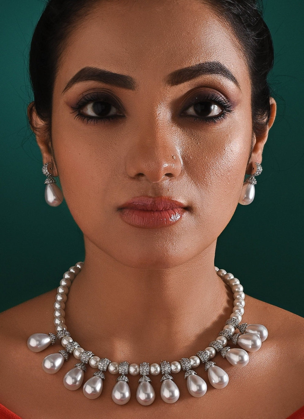 Pearl Drop Necklace Set Zaza By Somya - Fabilicious Fashion