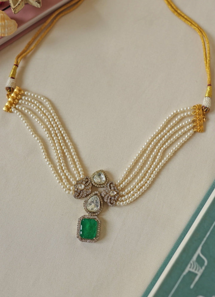 Do Taara Pearl Green Stone Choker NecklaceFabilicious Fashion