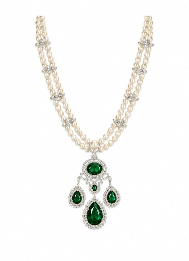 Vivinia By Vidhi Mehra Pearl Green Stone Pendant NecklaceFabilicious Fashion