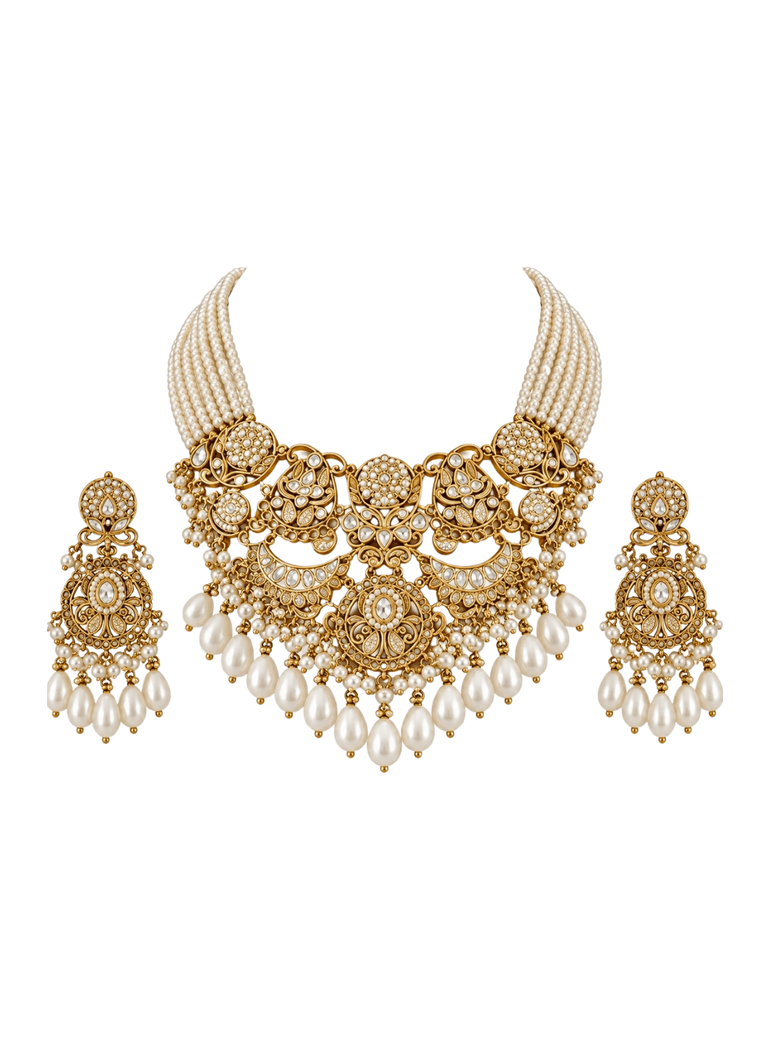 Vivinia By Vidhi Mehra Pearl Kundan Layered Necklace SetFabilicious Fashion