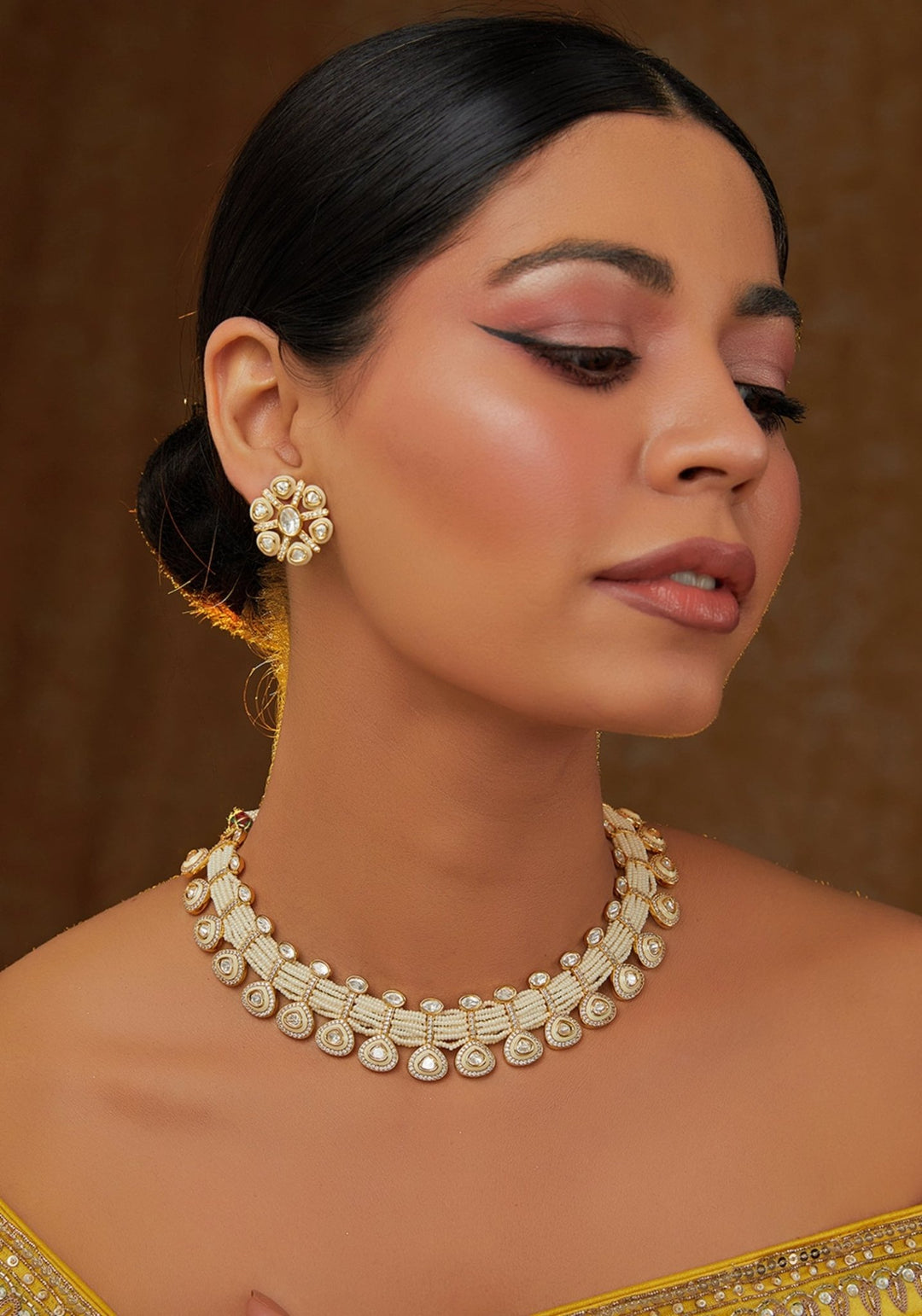 Pearl Kundan Necklace Set Zevar by Geeta - Fabilicious Fashion