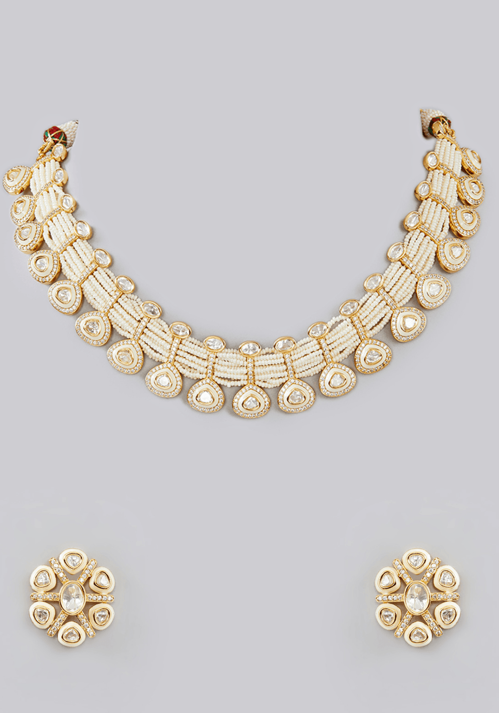 Pearl Kundan Necklace Set Zevar by Geeta - Fabilicious Fashion