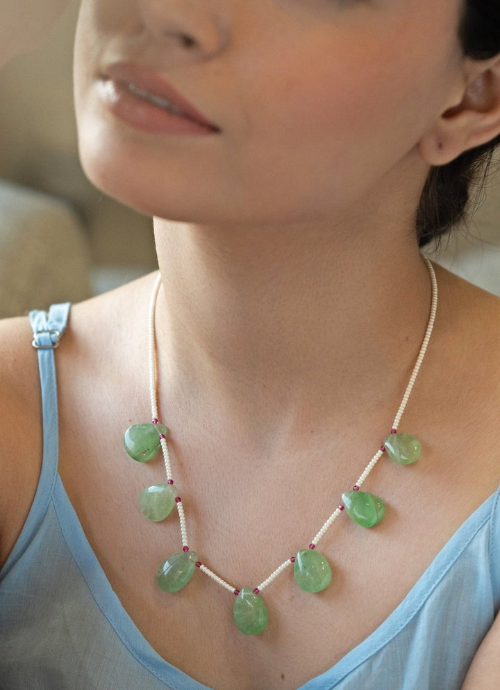 Do Taara Pearl Mint Green NecklaceFabilicious Fashion
