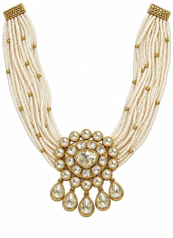 Vivinia By Vidhi Mehra Pearl Moissanite Polki Choker SetFabilicious Fashion