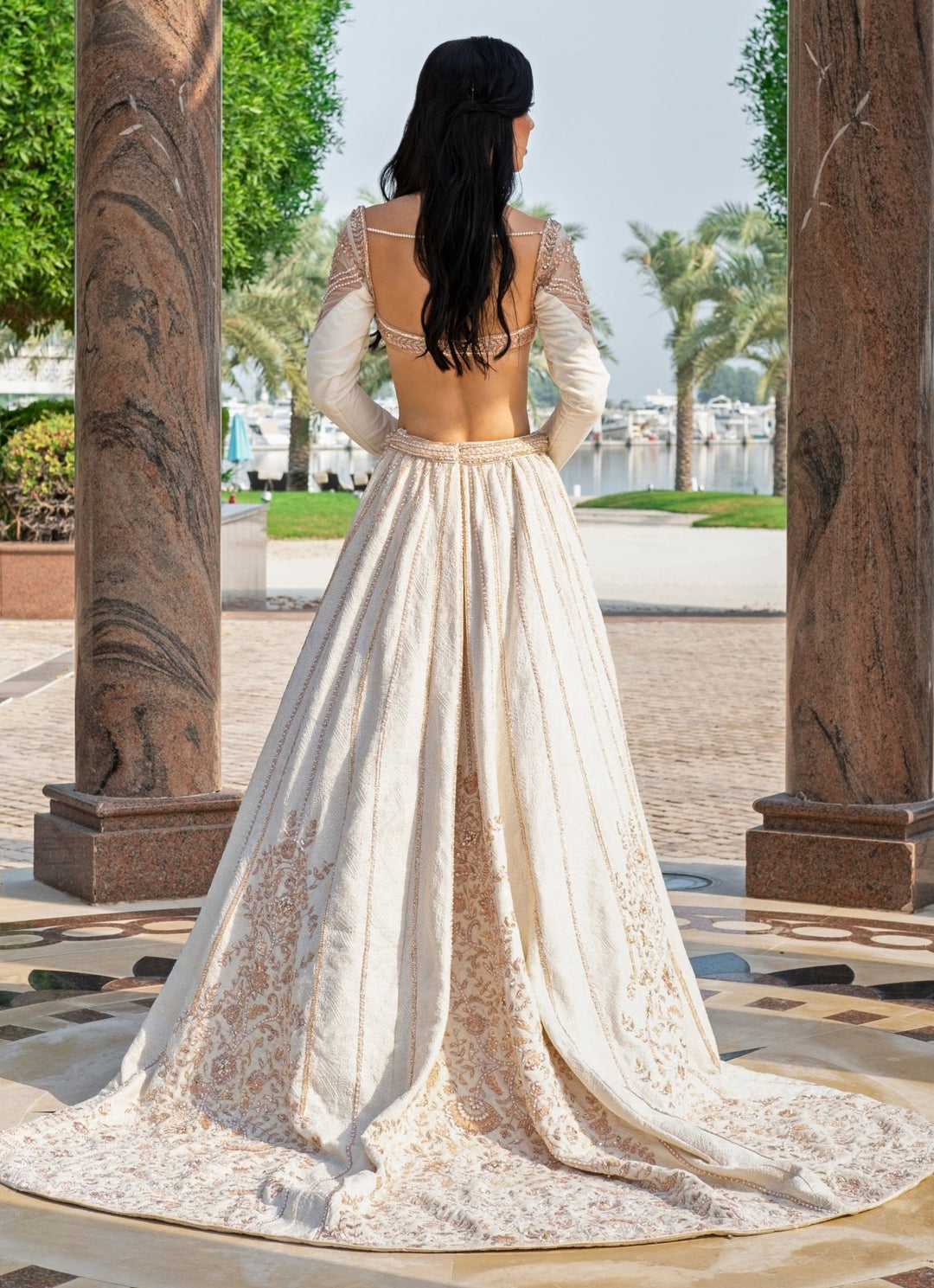 Pearl White Embroidered Bridal Satin Lehenga Set Jigar and Nikita - Fabilicious Fashion