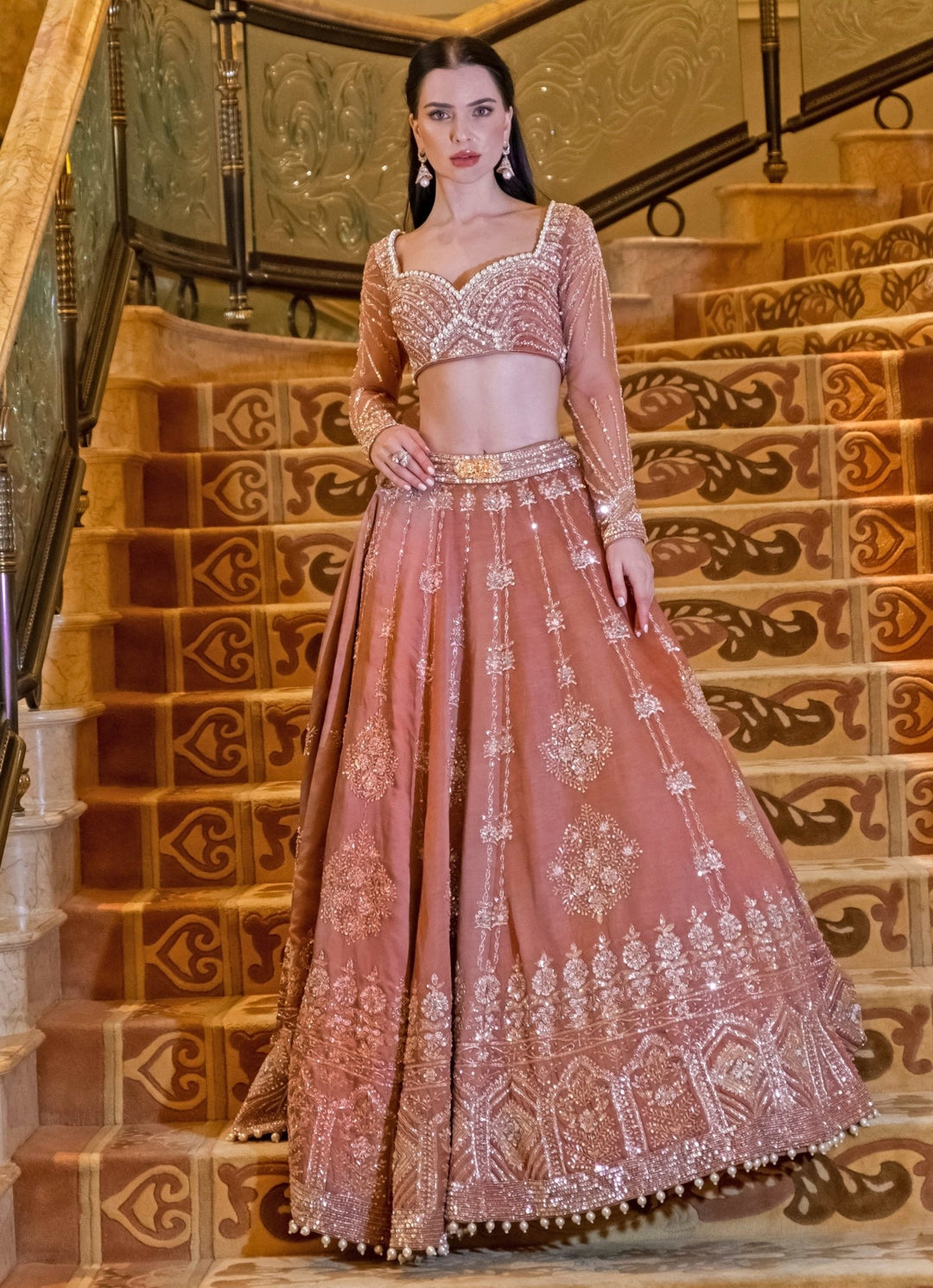 Peru Brown Embroidered Silk Lehenga Set Jigar and Nikita - Fabilicious Fashion