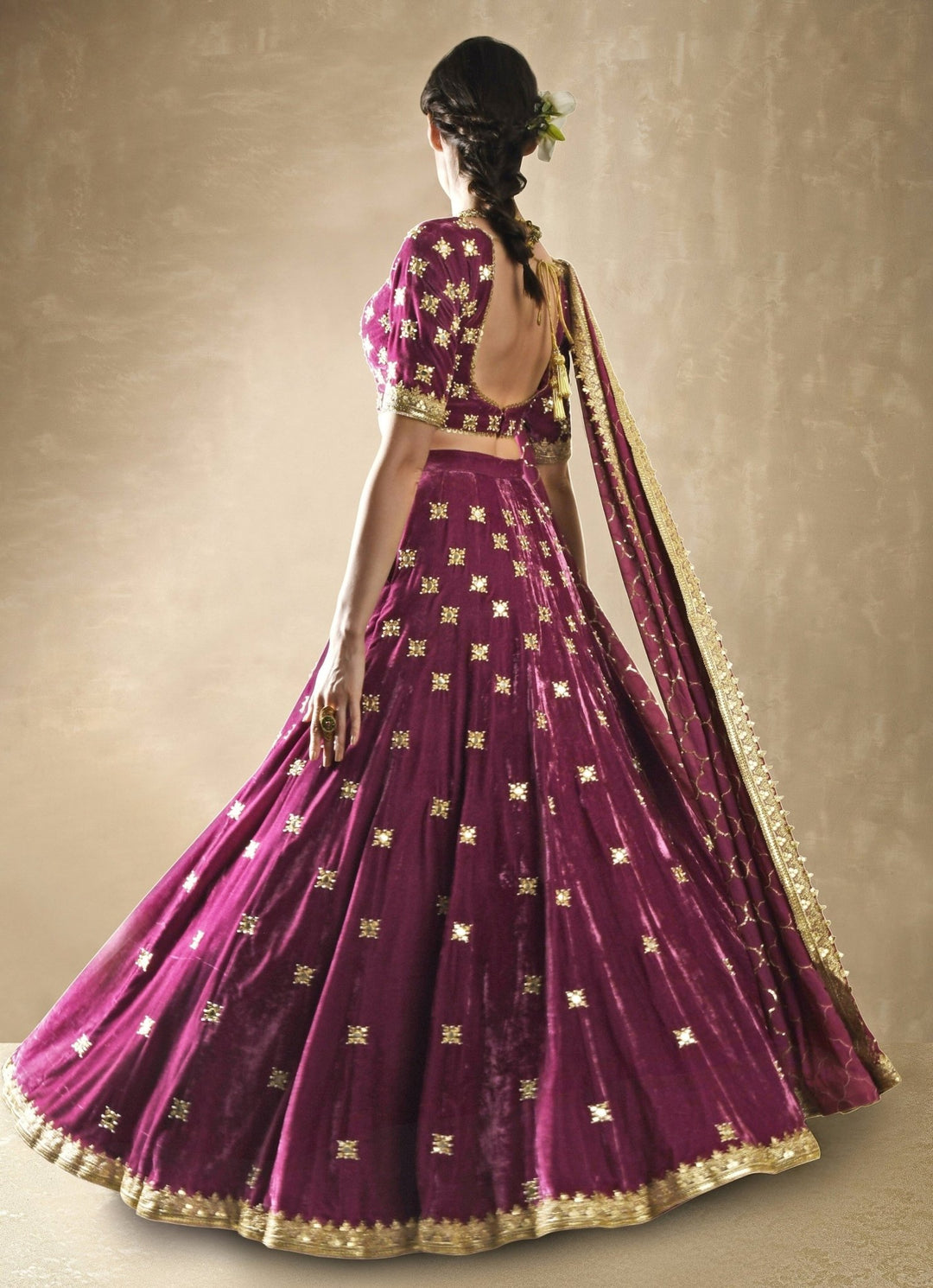Petunia Velvet Mirrorwork Lehenga Renee Label - Fabilicious Fashion