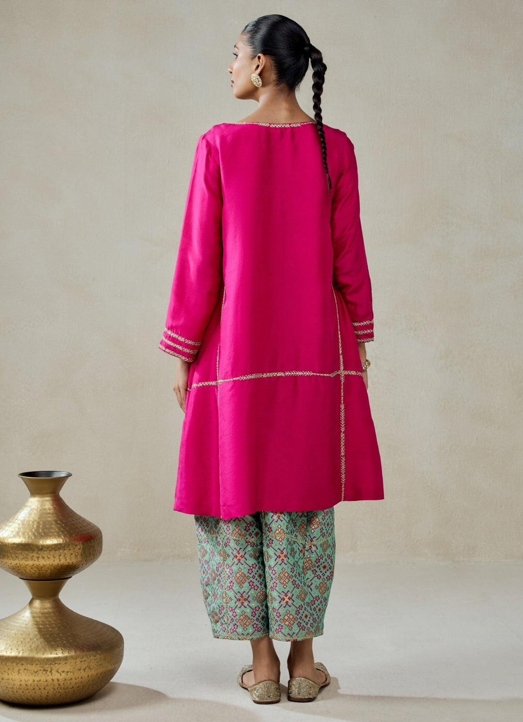 Pink And Blue Patola Silk Kurta Salwar Set Nitika Gujral - Fabilicious Fashion