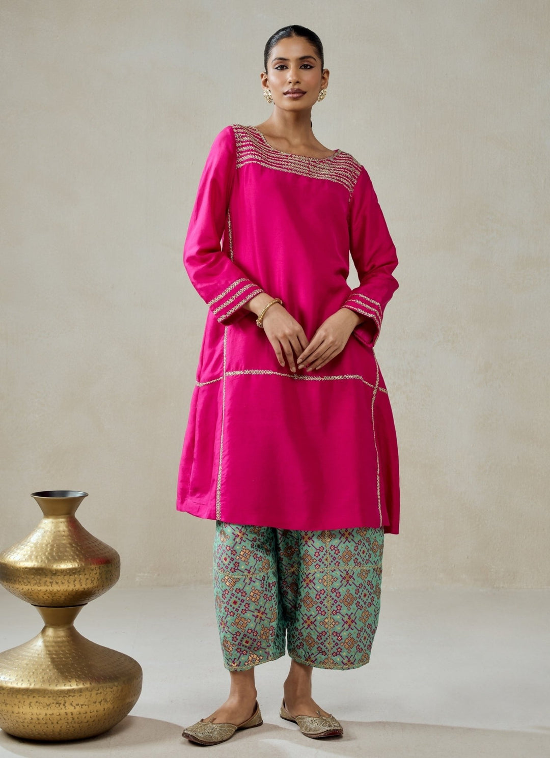 Pink And Blue Patola Silk Kurta Salwar Set Nitika Gujral - Fabilicious Fashion