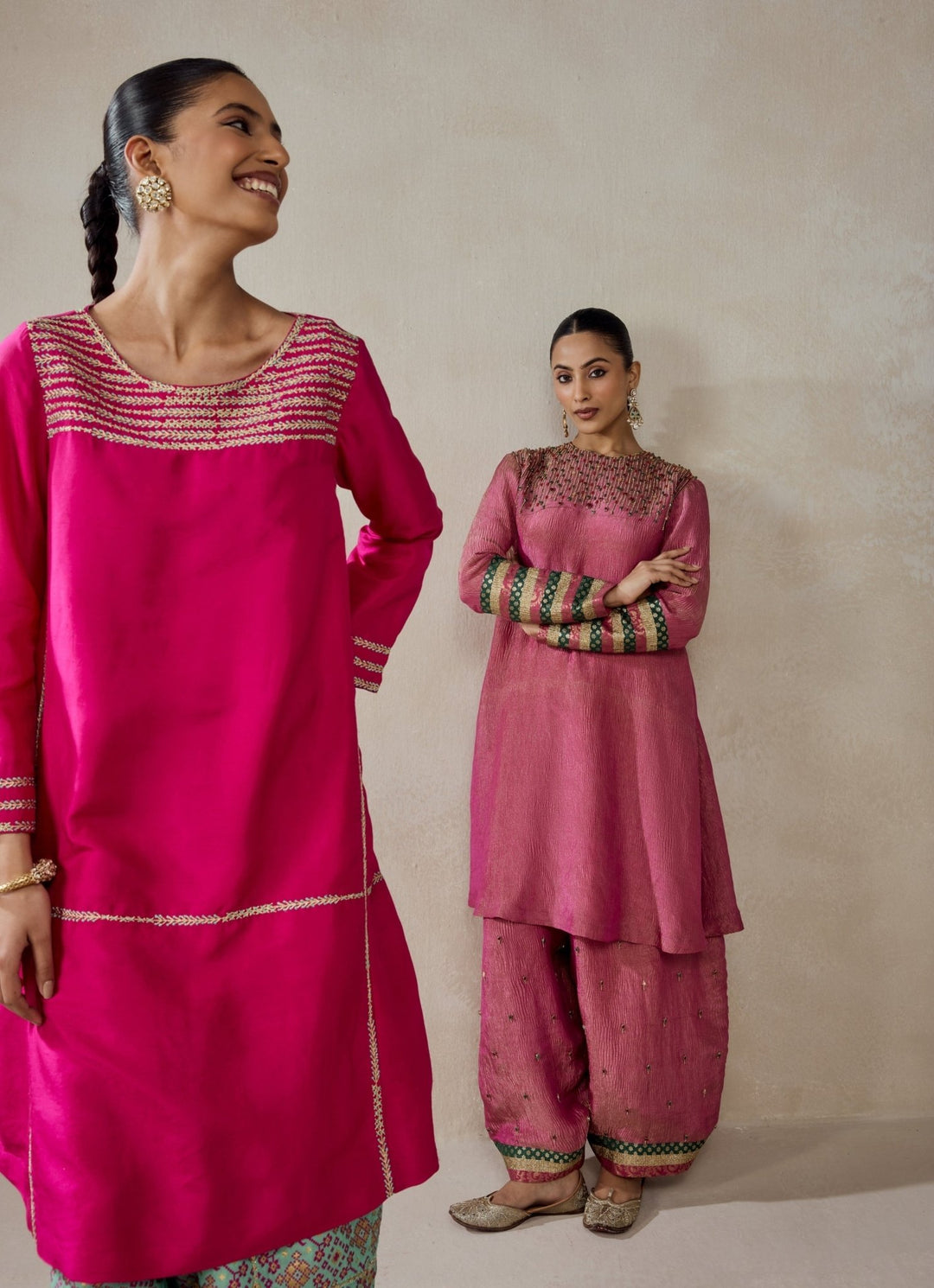 Pink And Blue Patola Silk Kurta Salwar Set Nitika Gujral - Fabilicious Fashion