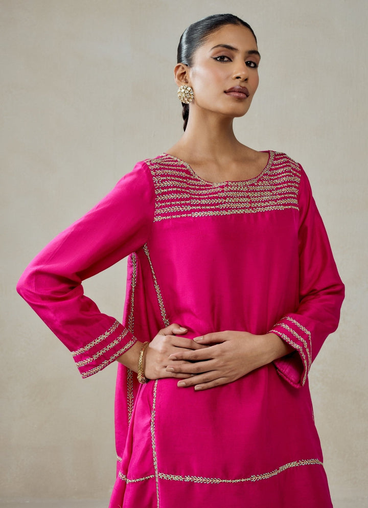 Pink And Blue Patola Silk Kurta Salwar Set Nitika Gujral - Fabilicious Fashion