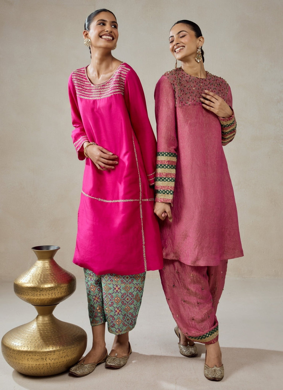 Pink And Blue Patola Silk Kurta Salwar Set Nitika Gujral - Fabilicious Fashion
