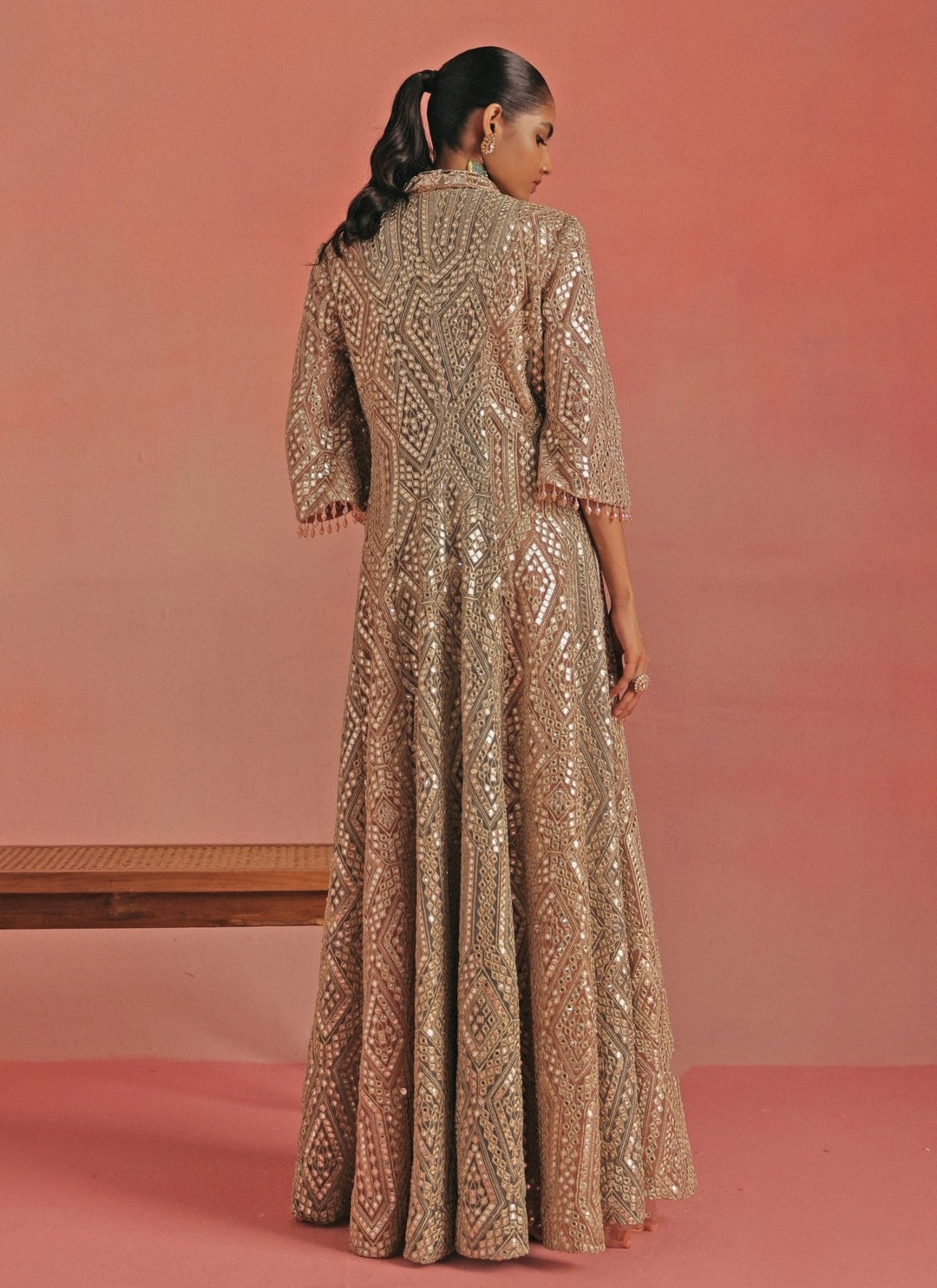 Twenty Nine Pink And Blue Soft Net Mirrorwork Anarkali Jacket SetFabilicious Fashion