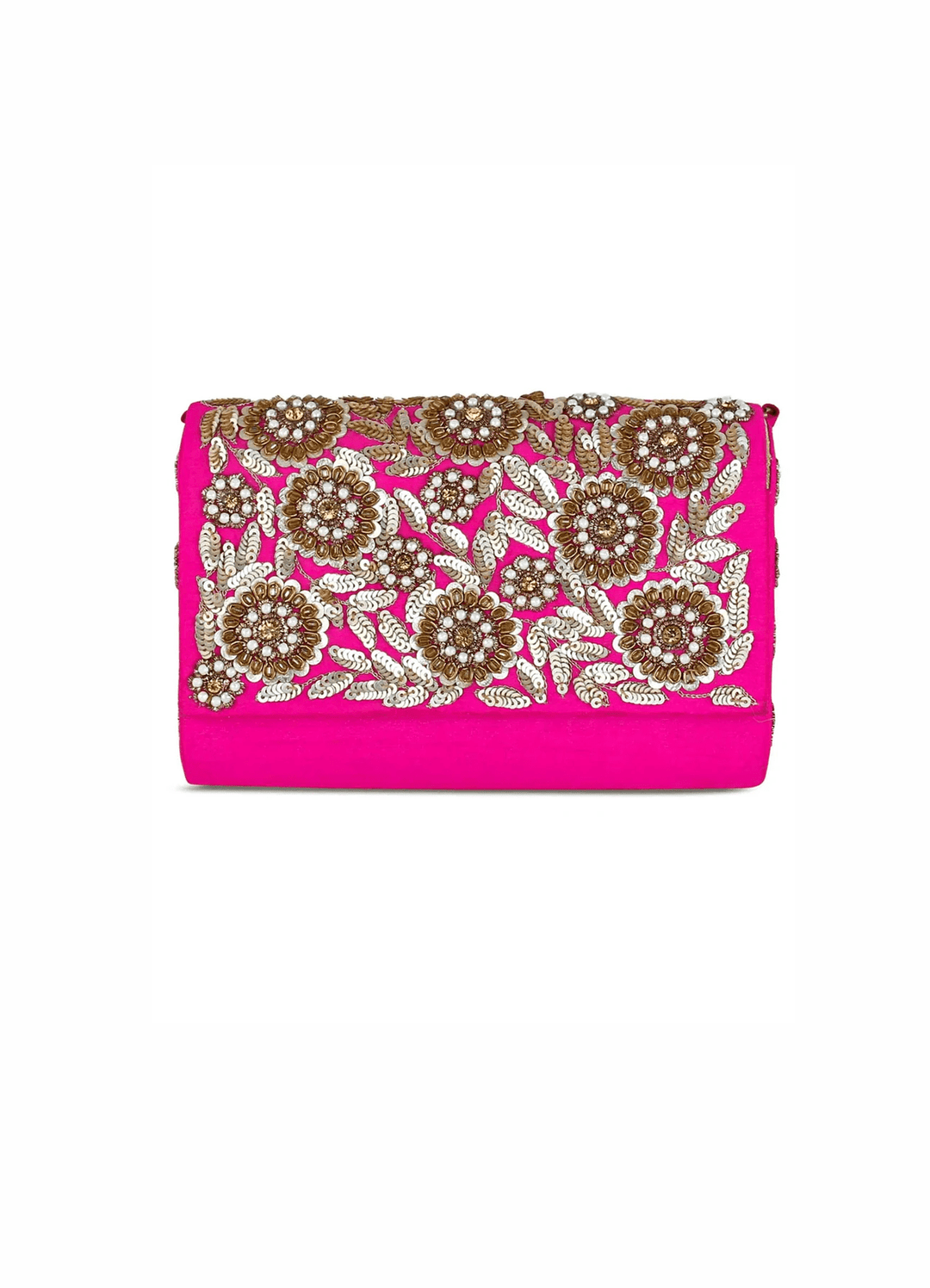 Pink and Gold Floral Clutch The Purple Sack - Fabilicious Fashion