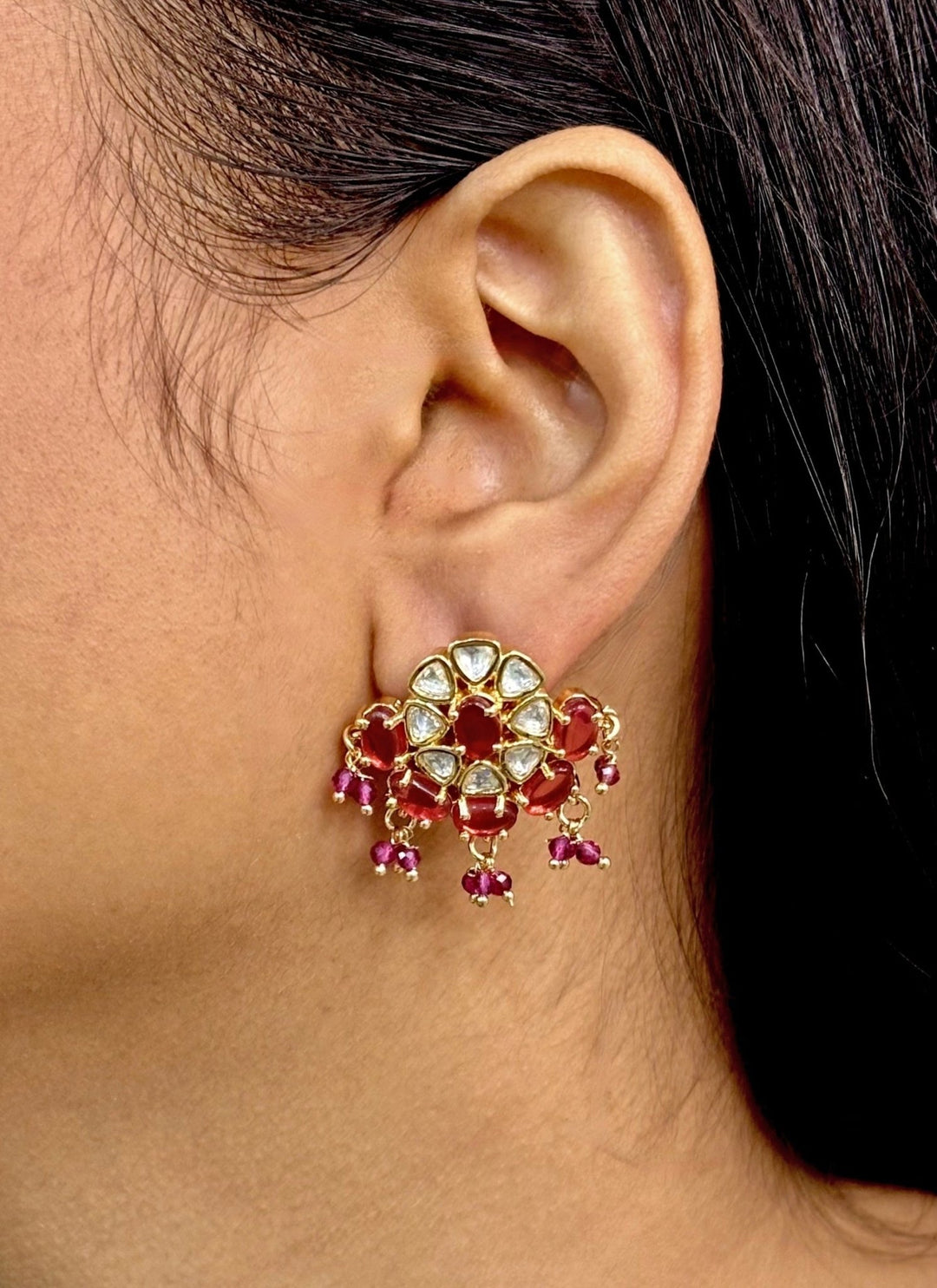 Naymee Pink And Gold Polki StudFabilicious Fashion