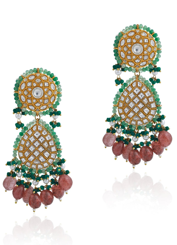 Pink and Green Stone Bridal Choker set Riana by Shikha Jindal - Fabilicious Fashion