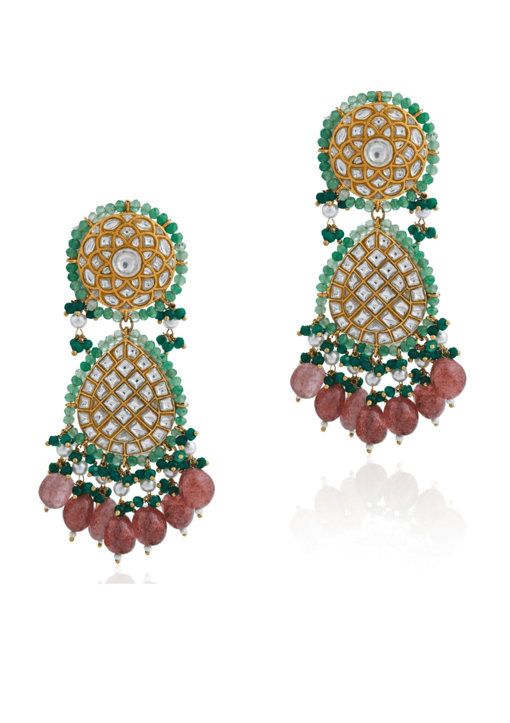 Pink And Green Stone Bridal Choker Set Riana Jewellery - Fabilicious Fashion