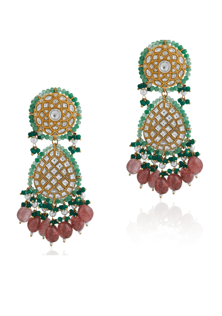 Pink And Green Stone Bridal Choker Set Riana Jewellery - Fabilicious Fashion