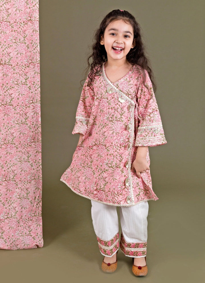 Chotibuti Pink And Ivory Printed Cotton Kurta Pants SetFabilicious Fashion